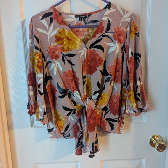 Staccato floral gauze top with tie - medium - Picture 2 of 6